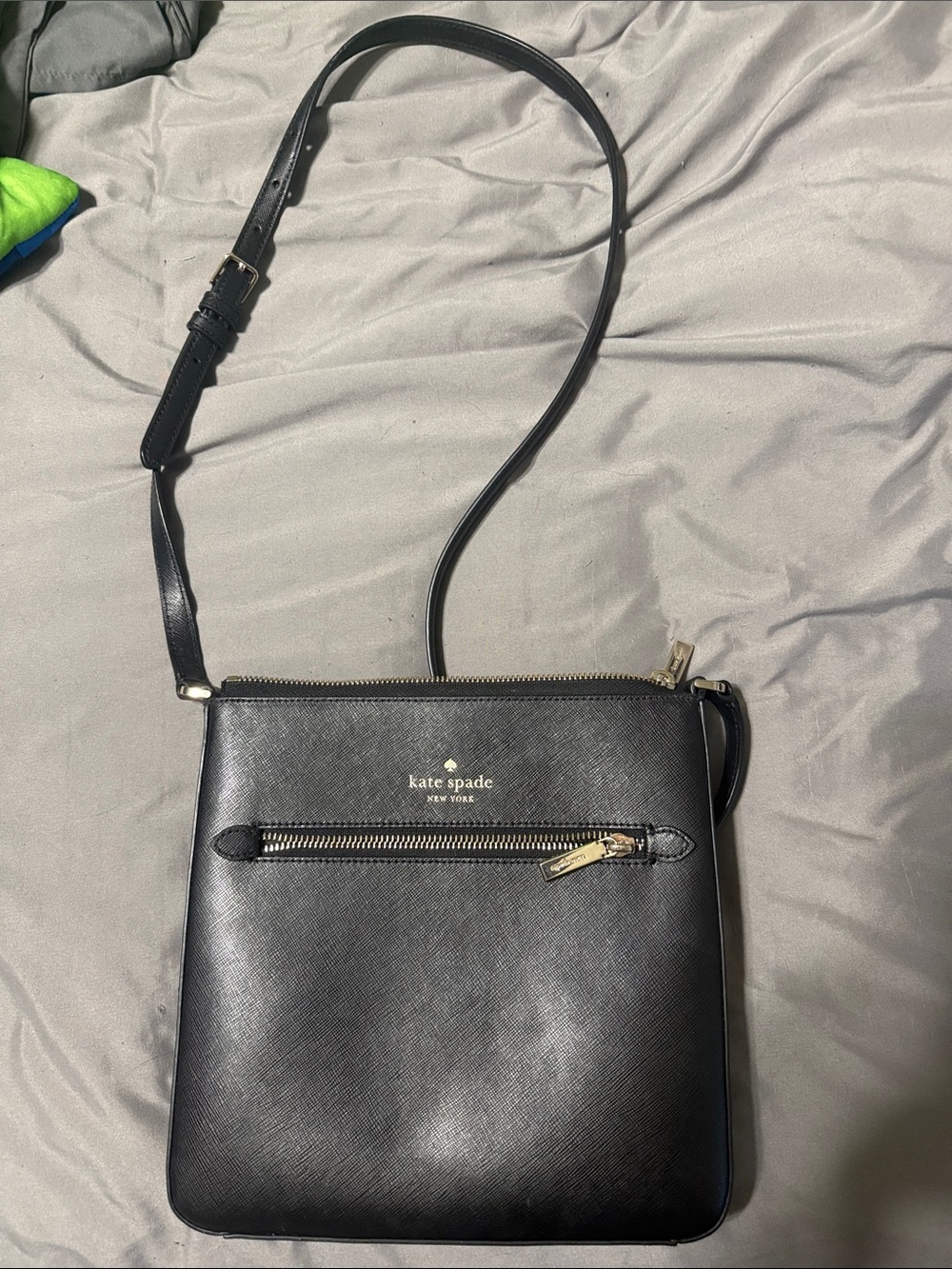 kate spade Black Leather Crossbody Bag with Gold Hardware